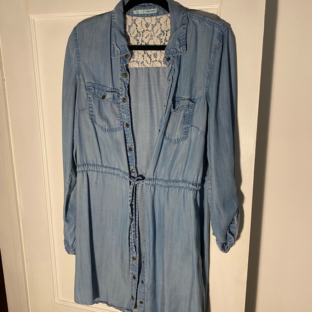 Lightweight “denim” dress with 3/4 length sleeves